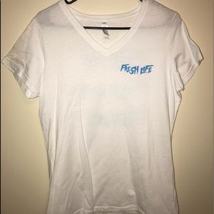 “Fresh Life” Women’s White V-Neck T-Shirt